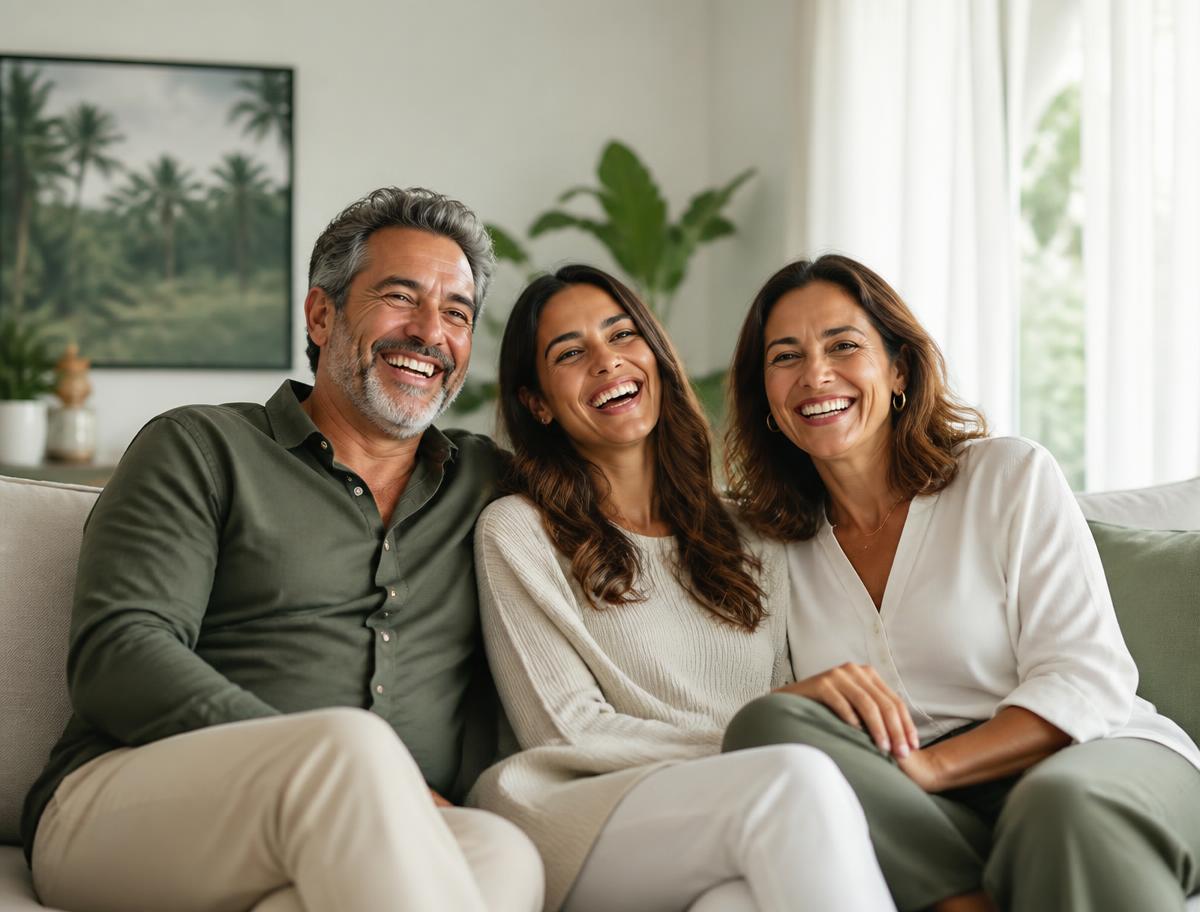Pessoa e família em momento de cuidado